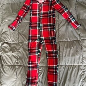 Vibrant Red Plaid Women's Pajama Onesie